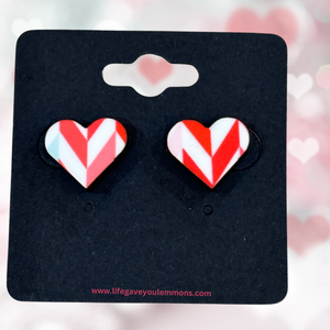 Earrings - Herringbone Mini Hearts