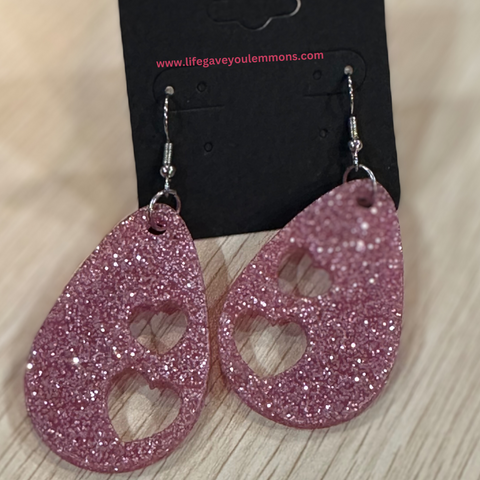 Earrings - Pink Glitter