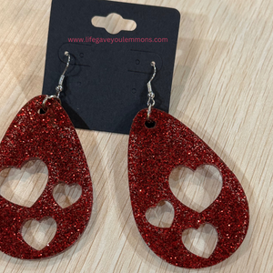 Earrings - Red Glitter