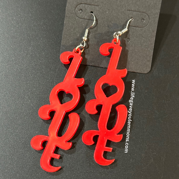 Earrings - Script Vertical Love