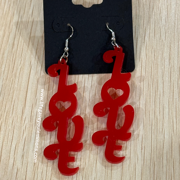 Earrings - Script Vertical Love